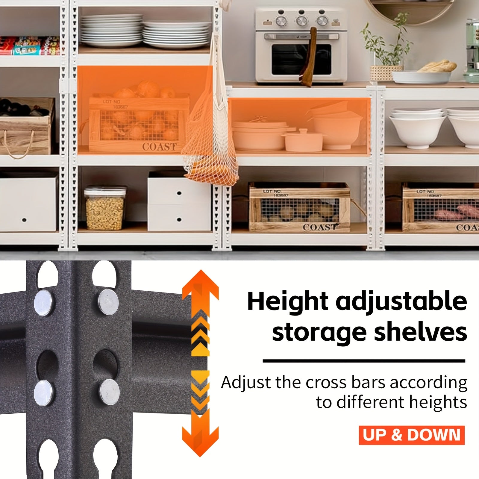 72"/60"H Garage Shelving Storage Shelves 5-Tier, 72" H X 35.5" W X 16" D, 2000LBS Capacity Heavy Duty Adjustable Storage Shelve for Closet, Pantry & Garage Organization, with Gloves & Hammer, Easy Assembly Required, Garage Storage