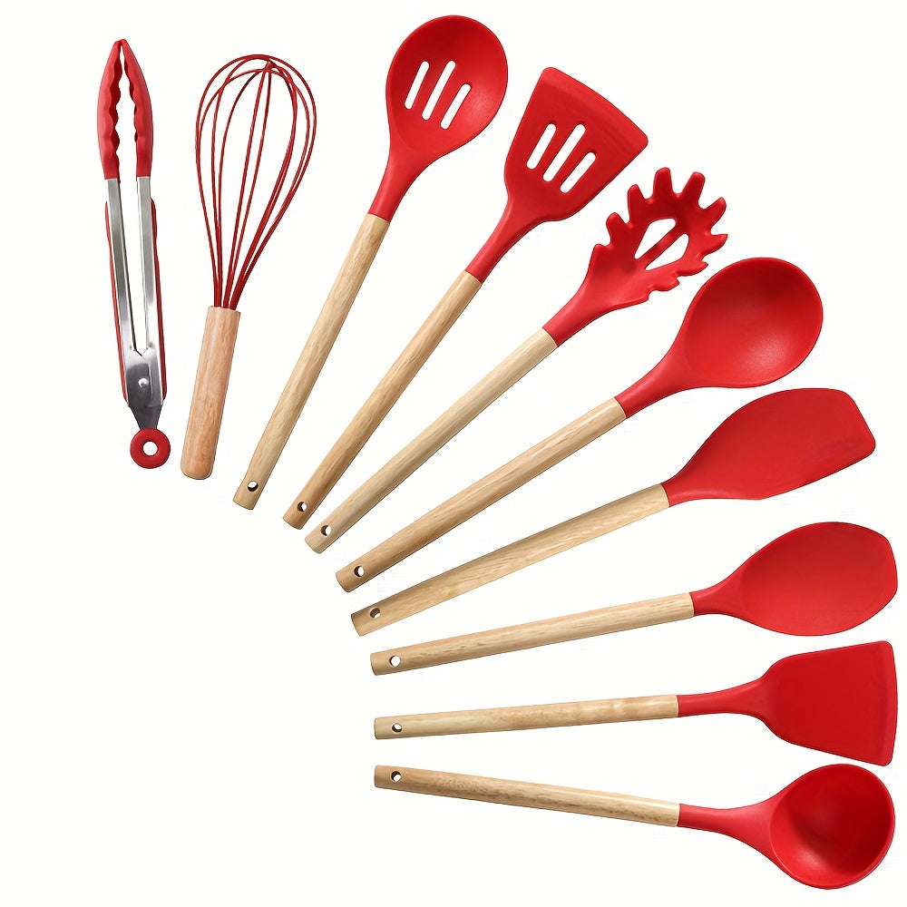 Kitchen Tools – 10pcs Silicone Kitchenware Set, High-temperature Non-stick Cooking Tool Kit, Inclu