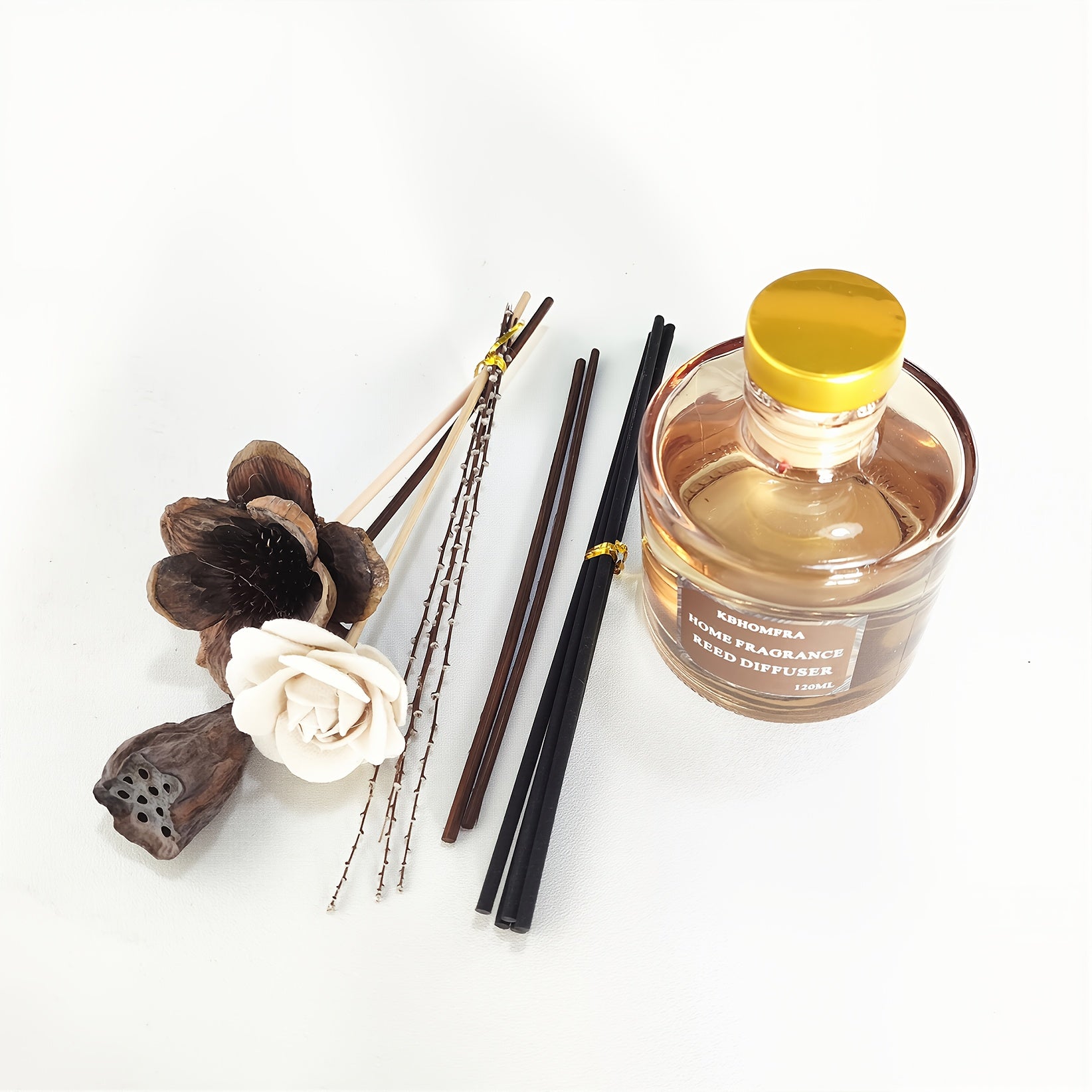 KBHOMFRA Reed Diffuser Jasmine Cedar Gardenia Scent Fall Diffusers with Dried Flowers Diffuser Sticks 4.06oz Essential Oil 90 Days Long-lasting Fragrance for Livingroom, Bedroom And Bathroom.