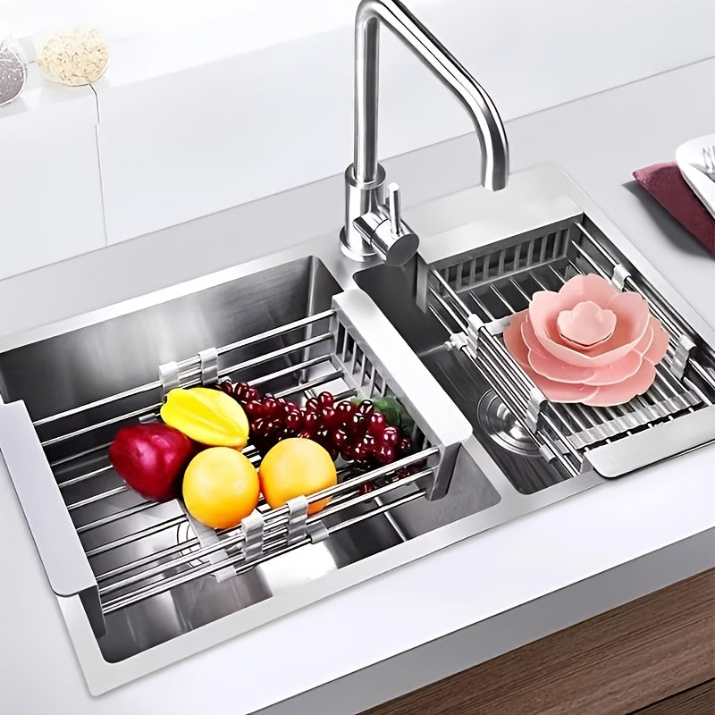 Easy-Access Adjustable Home Storage Rack – durable multi-purpose storage, 304 Stainless Steel Adjustable Sink Storage Rack - Extended Dish Rack with Drainless Design, designed for American homes, daily convenience and practical gifting