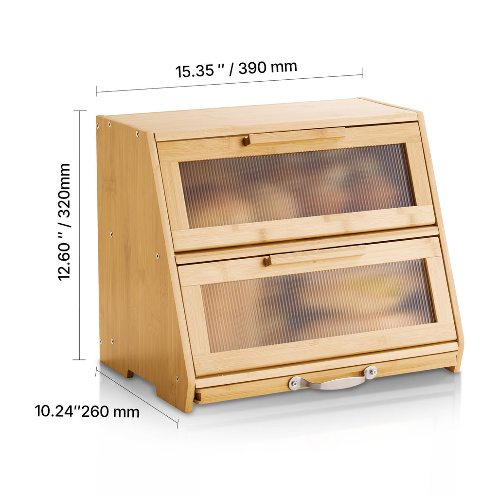 Space-Saving Countertop Bread Storage Box – fresh-bread countertop organization, VEVOR Bread Box for Kitchen Counter Large Capacity Bamboo Storage Container Single-layer Double-layer Black, designed for American homes, daily convenience and practical