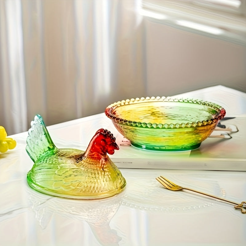 Smart Airtight Storage Jar Set – clear reusable pantry storage, Adorable Candy-Colored Chicken-Shaped Crystal Glass Storage Jar with Lid and Placemats - Perfect Table, designed for American homes, daily convenience and practical gifting