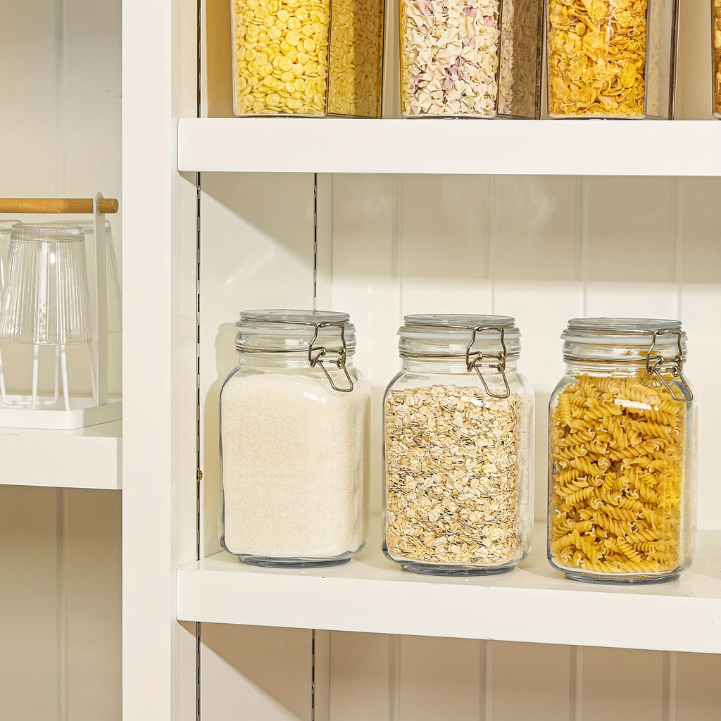 Space-Saving 50Oz Mason Jar Set – clear reusable pantry storage, 50Oz Airtight Glass Jars with Lids 3pcs Food Storage Canisters for Kitchen And Pantry, designed for American homes, daily convenience and practical gifting