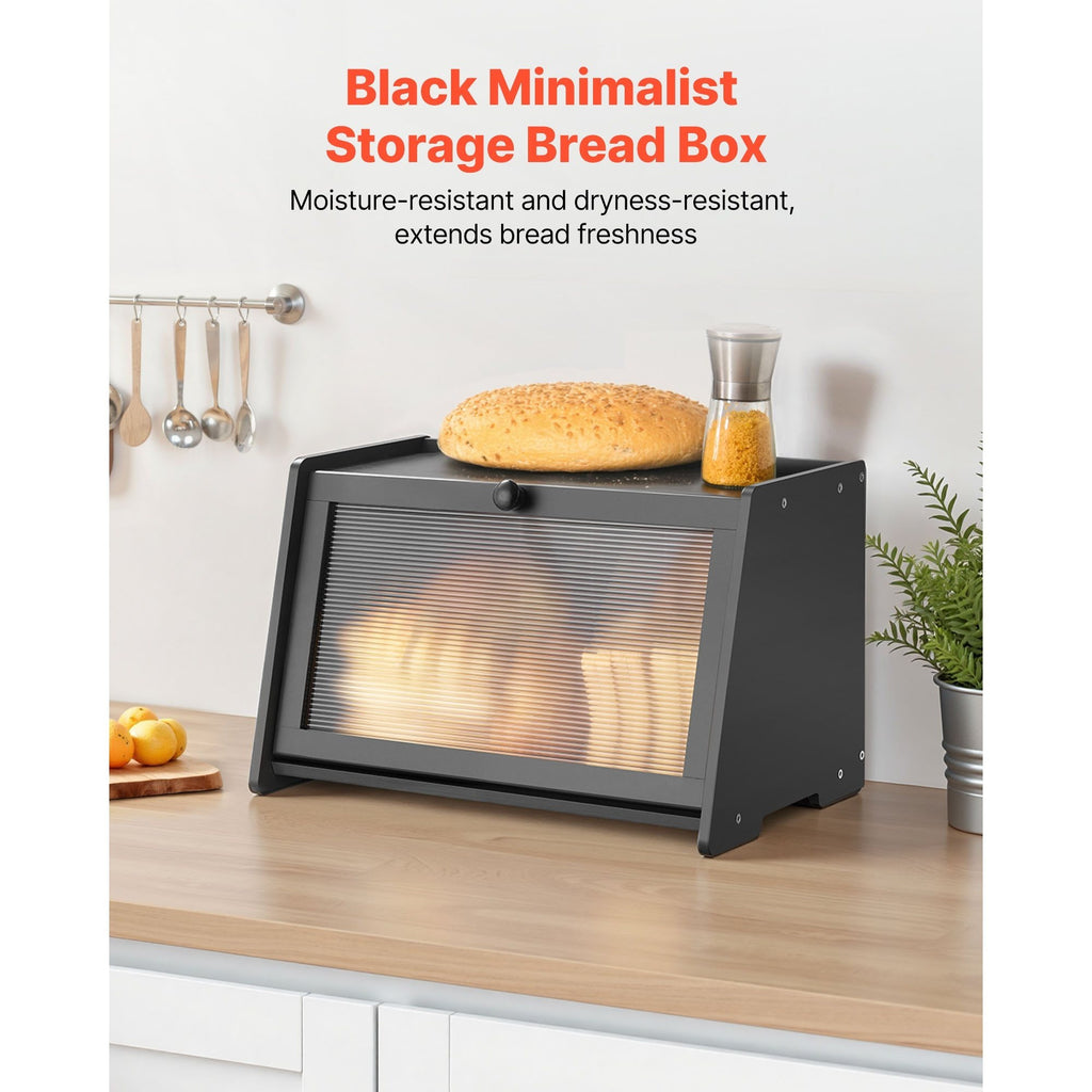 Space-Saving Countertop Bread Storage Box – fresh-bread countertop organization, VEVOR Bread Box for Kitchen Counter Large Capacity Bamboo Storage Container Single-layer Double-layer Black, designed for American homes, daily convenience and practical