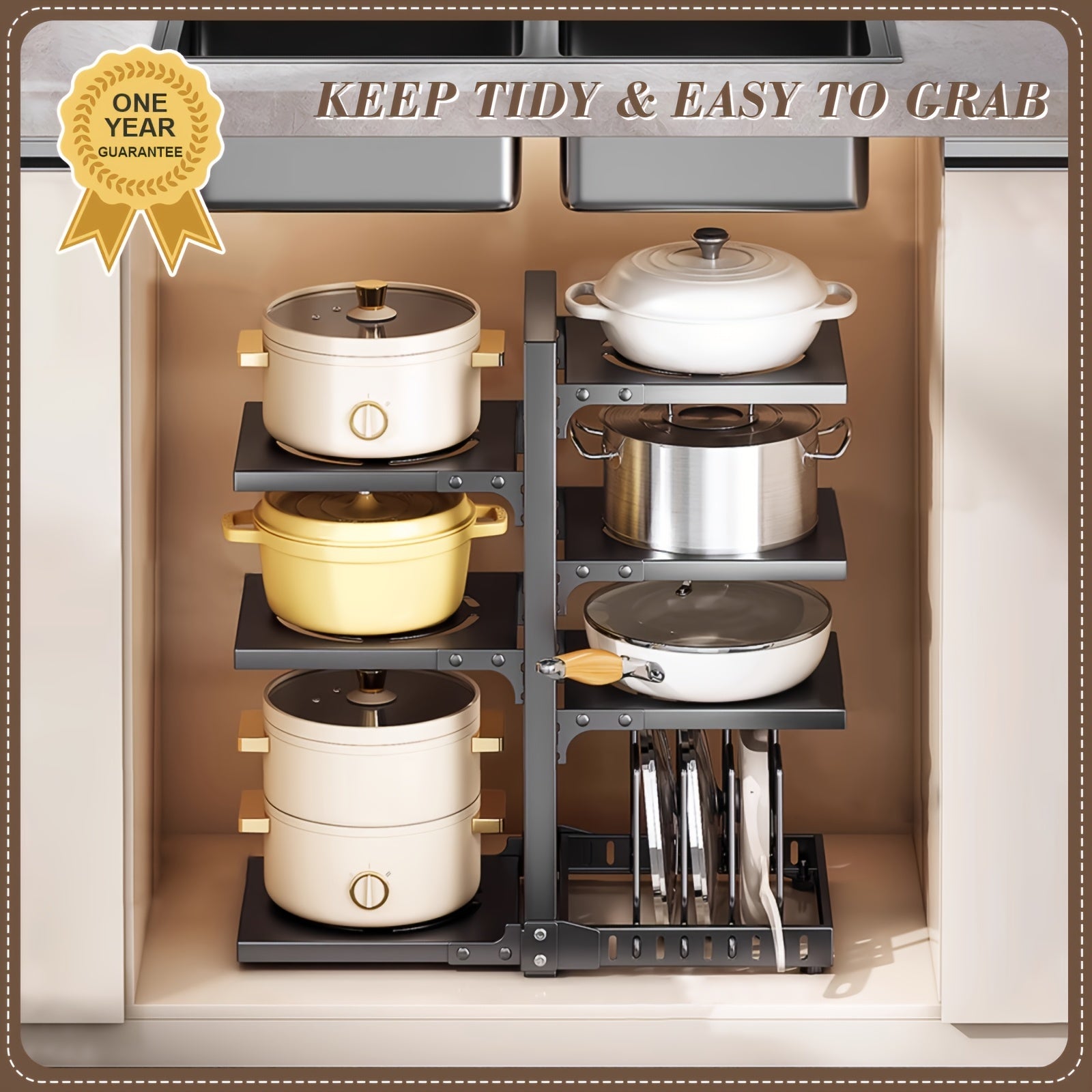 Storage Rack – 2/7-Tier Adjustable Kitchen Storage Rack, Multi-Layer Sink Organizer for Pots, Pan
