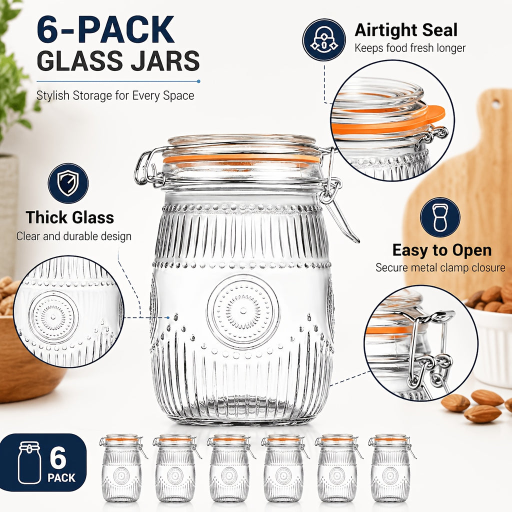 Easy-Access 32oz Mason Jar Set – clear pantry organization, reusable lidded storage, designed for American kitchens, pantries, apartments, home organization, daily use and practical gifting