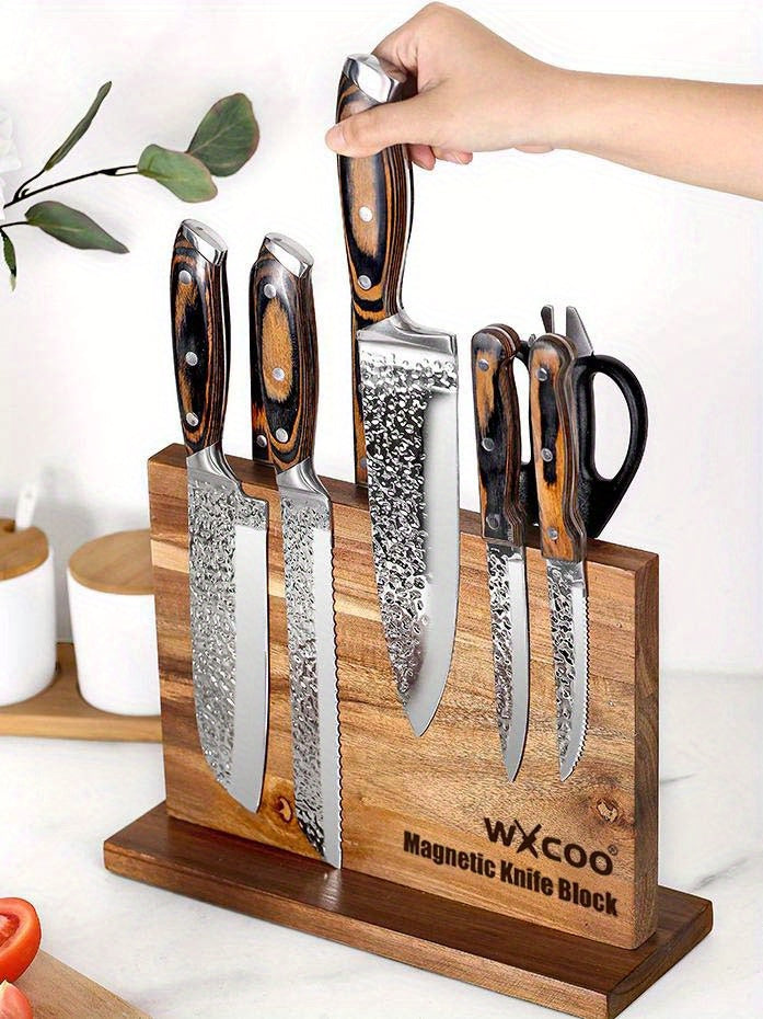 Easy-Access 1pc Adjustable Home Storage Rack – durable multi-purpose storage, 1pc Home Kitchen Double-sided Wooden Magnetic Stands Holder Rack Magnetic Knife Block with Strong, designed for American homes, daily convenience and practical gifting