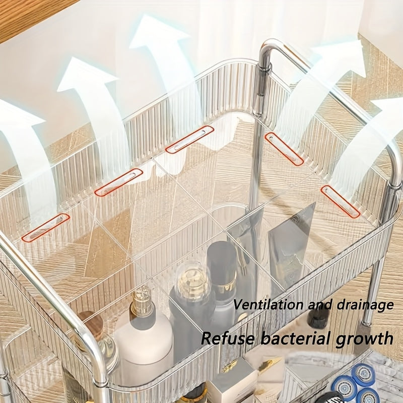 3/4 Tier Rolling Storage Cart with Hanging Storage Boxes, Multifunctional Utility Cart, Acrylic Material & Modern Minimalist Transparent Design, Alloy Frame Handle & 360° Rotating Silent Roller, Snack Cart for Dorm, Bathroom, Bar, Kitchen