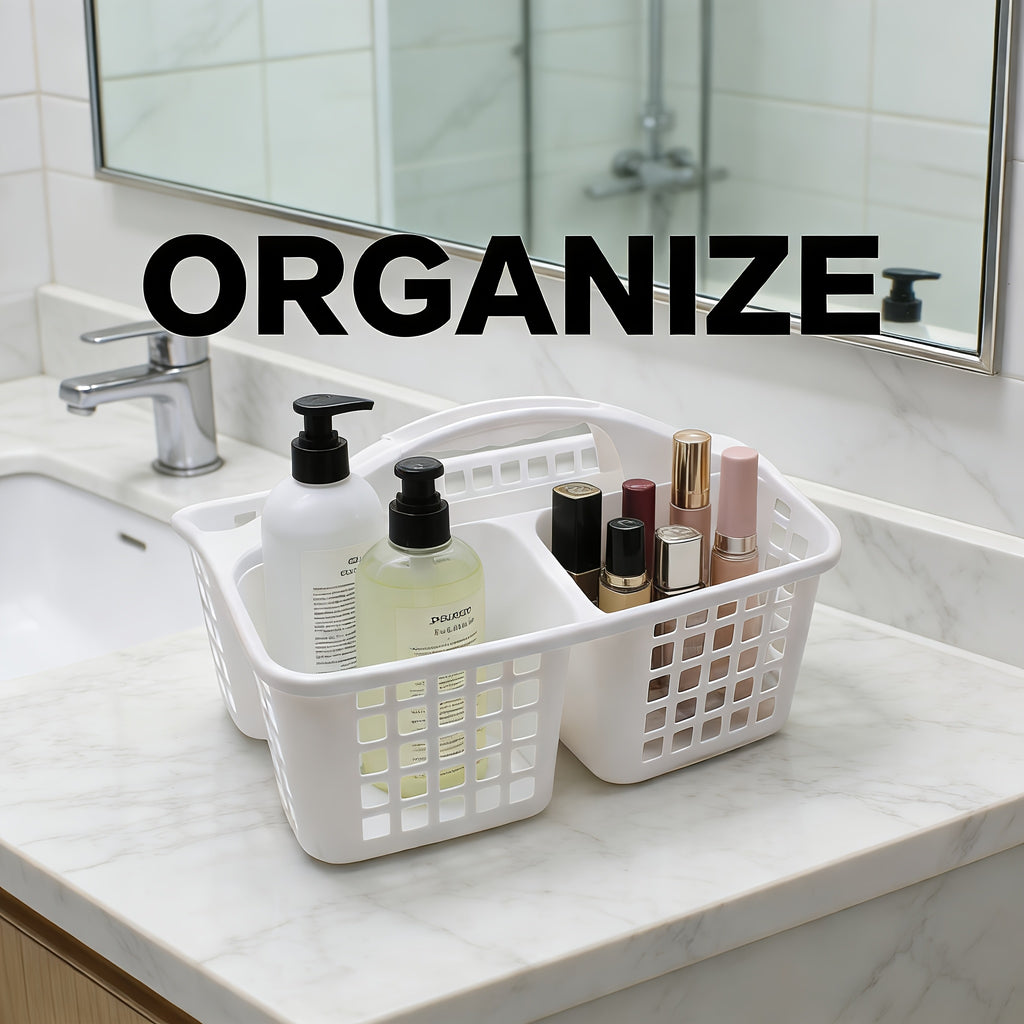 Premium Adjustable Home Storage Rack – durable multi-purpose storage, Portable Shower Caddy Basket with Handle 3 Compartments Plastic Cleaning Supplies Organizer for Bathroom, designed for American homes, daily convenience and practical gifting