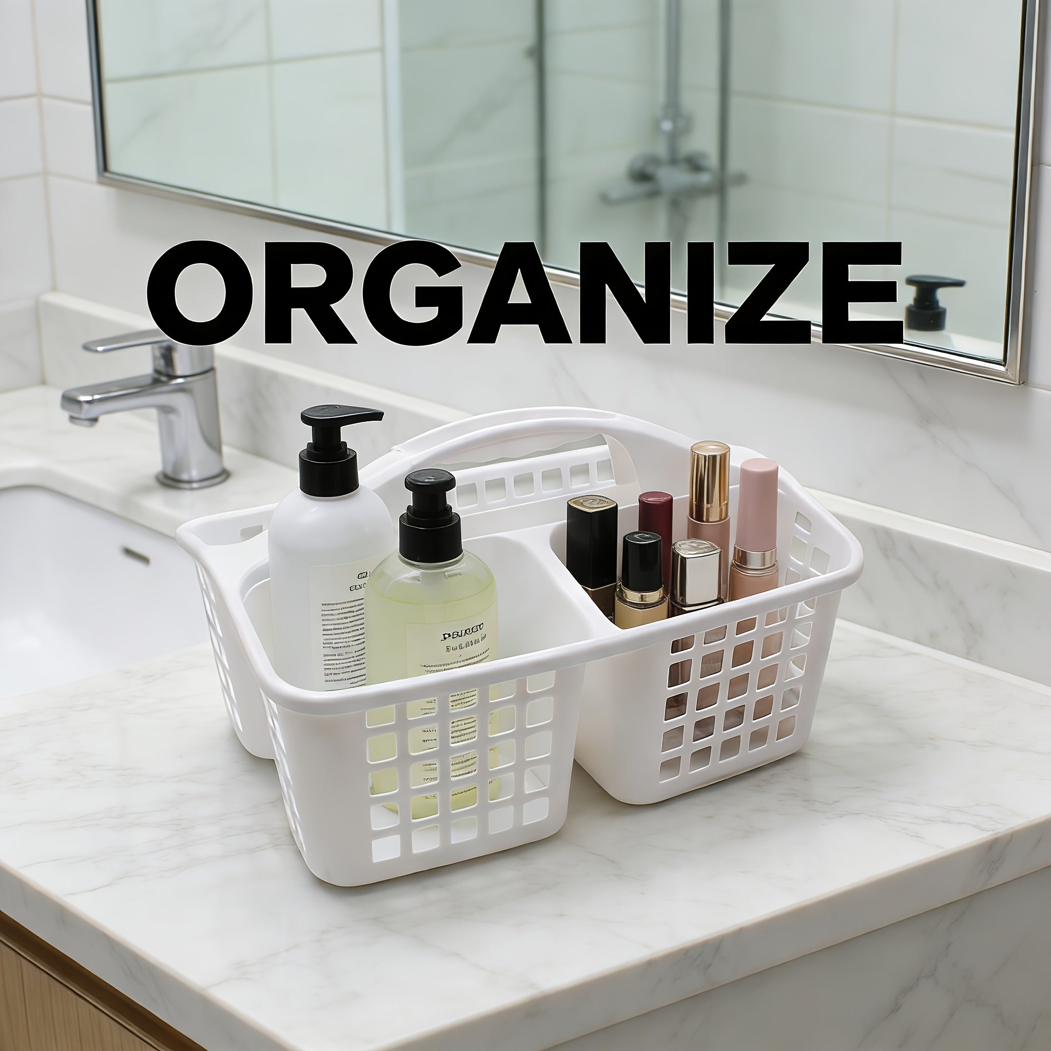 Premium Adjustable Home Storage Rack – durable multi-purpose storage, Portable Shower Caddy Basket with Handle 3 Compartments Plastic Cleaning Supplies Organizer for Bathroom, designed for American homes, daily convenience and practical gifting