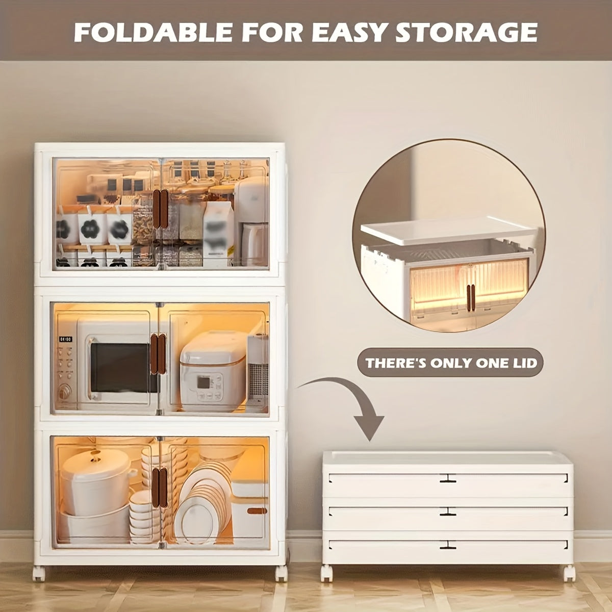 Space-Saving Stackable Home Storage Bins – portable space-saving storage, 1 2 3 4 5 Layers Collapsible Lockers Plastic Clutter Storage Boxes with Doors, designed for American homes, daily convenience and practical gifting