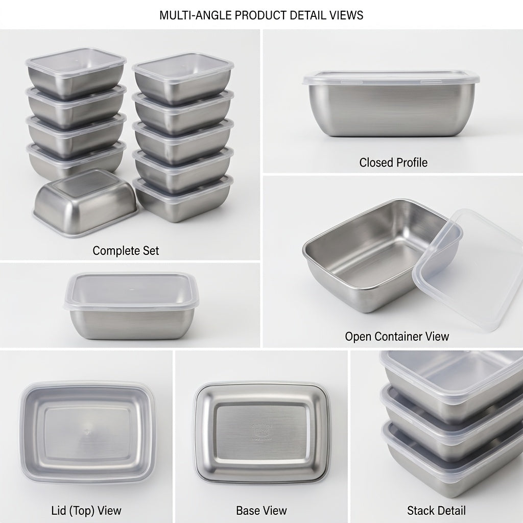 Easy-Access 10pcs Refrigerator Storage Organizer – easy-access fridge organization, 10pcs- Household Food Grade Fresh- Keeping Box Stainless Steel Fruit Box Bento Box Refrigerator, designed for American homes, daily convenience and practical gifting
