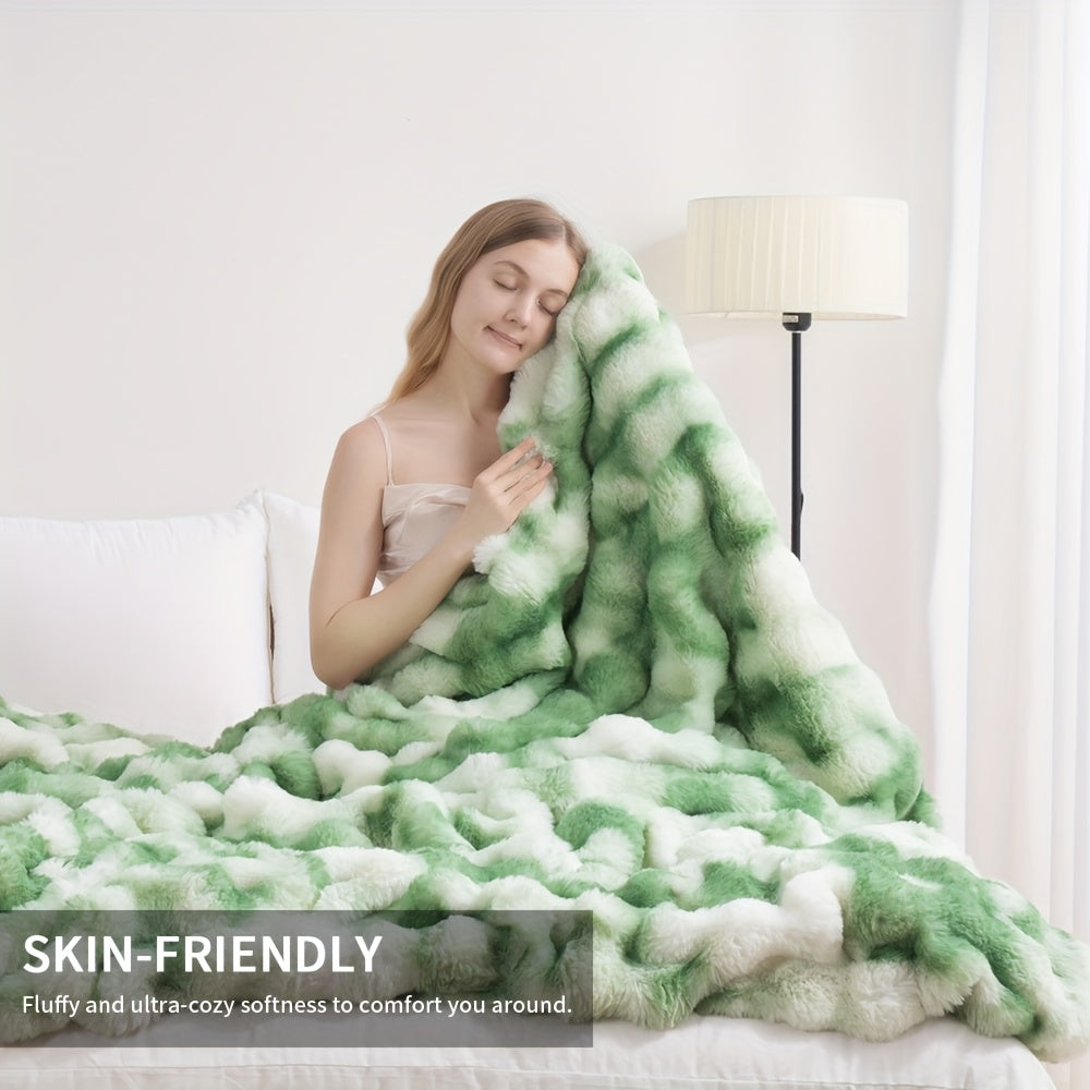 Throw Blanket – 1pc Orhopui Faux Rabbit Fleece Blanket, Soft Warm Throw Blanket, For Bedroom Guest