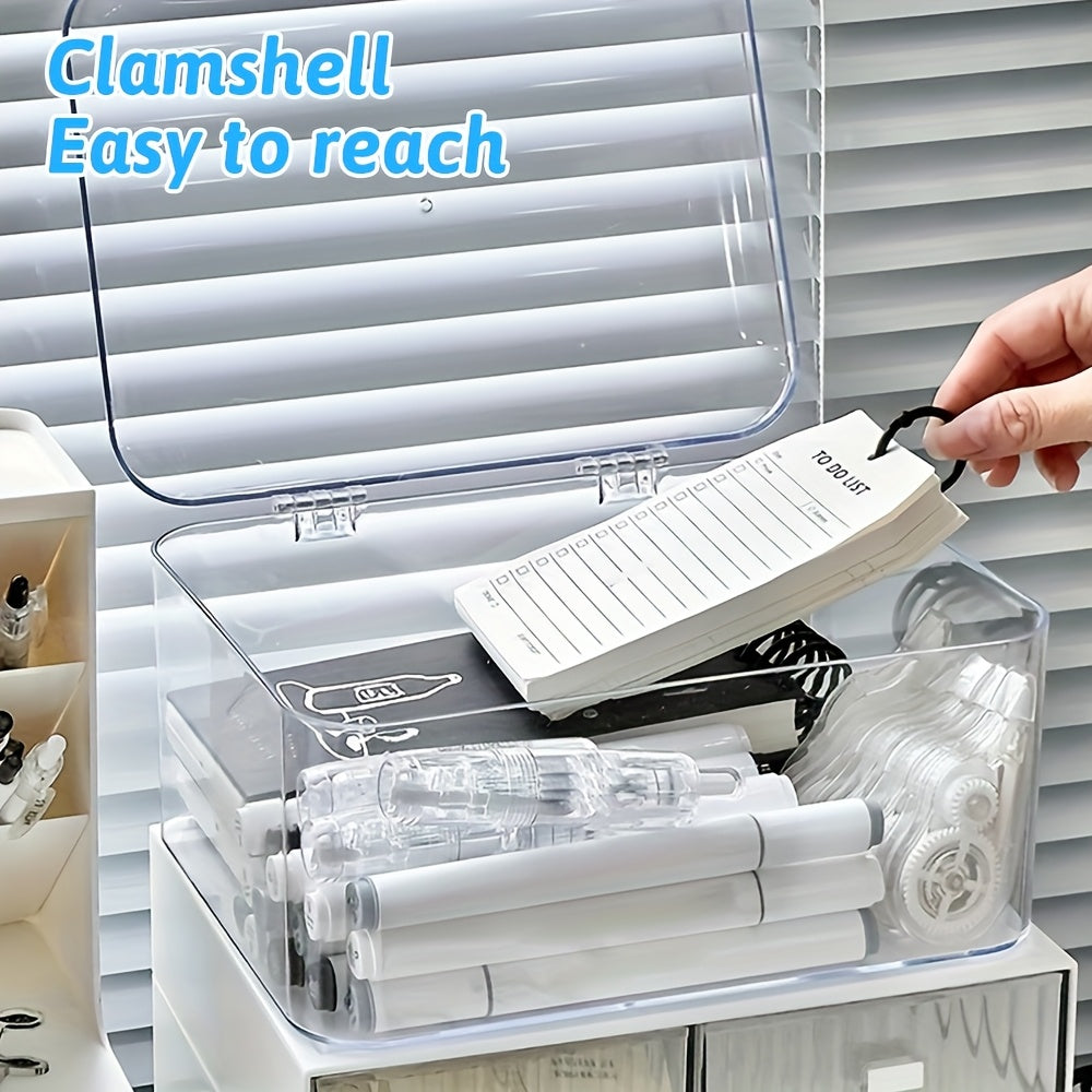 1-6pcs Transparent Storage Boxes with Lids, Stackable Storage Box, Home Office Accessories Organizer, Large Storage Bins for Kitchen Food, Cosmetics, Makeup, Phone Case, Stationery, Perfume Organizer, Valentines Gift For Lovers