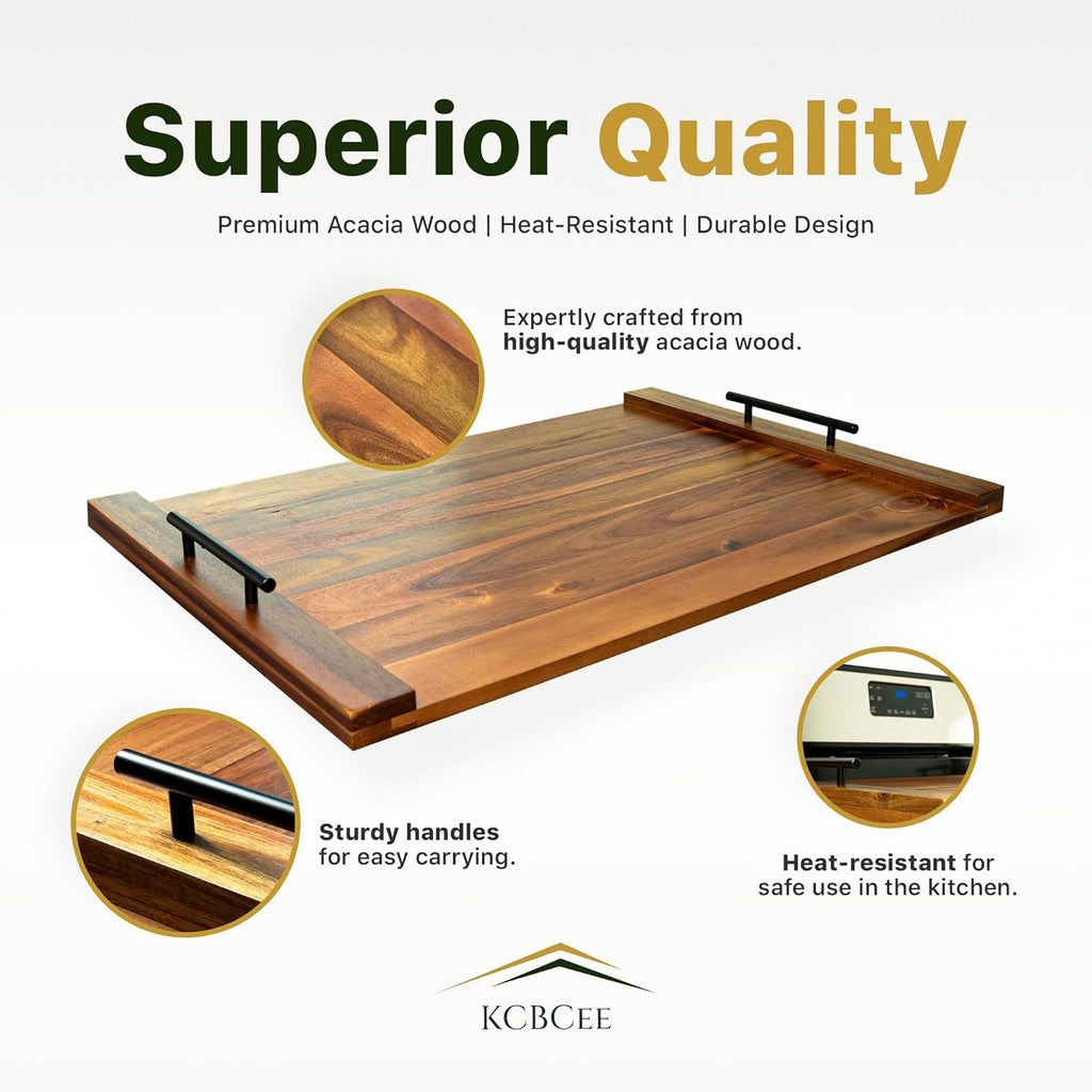 Serving Tray Noodle Board Stove Cover - Acacia Wood Stove Top Cover - Large Wood Cutting Board - Stove Top Covers for Electric Stove - Countertop Saver - Charcuterie Tray - Serving Board - Rustic Kitchen Decor