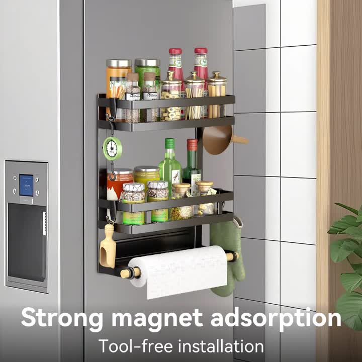 Premium Adjustable Home Storage Rack – durable multi-purpose storage, Magnetic Spice Rack For Refrigerator Magnetic Shelf For Fridge Magnet Organizer Moveable Magnetic Paper, designed for American homes, daily convenience and practical gifting