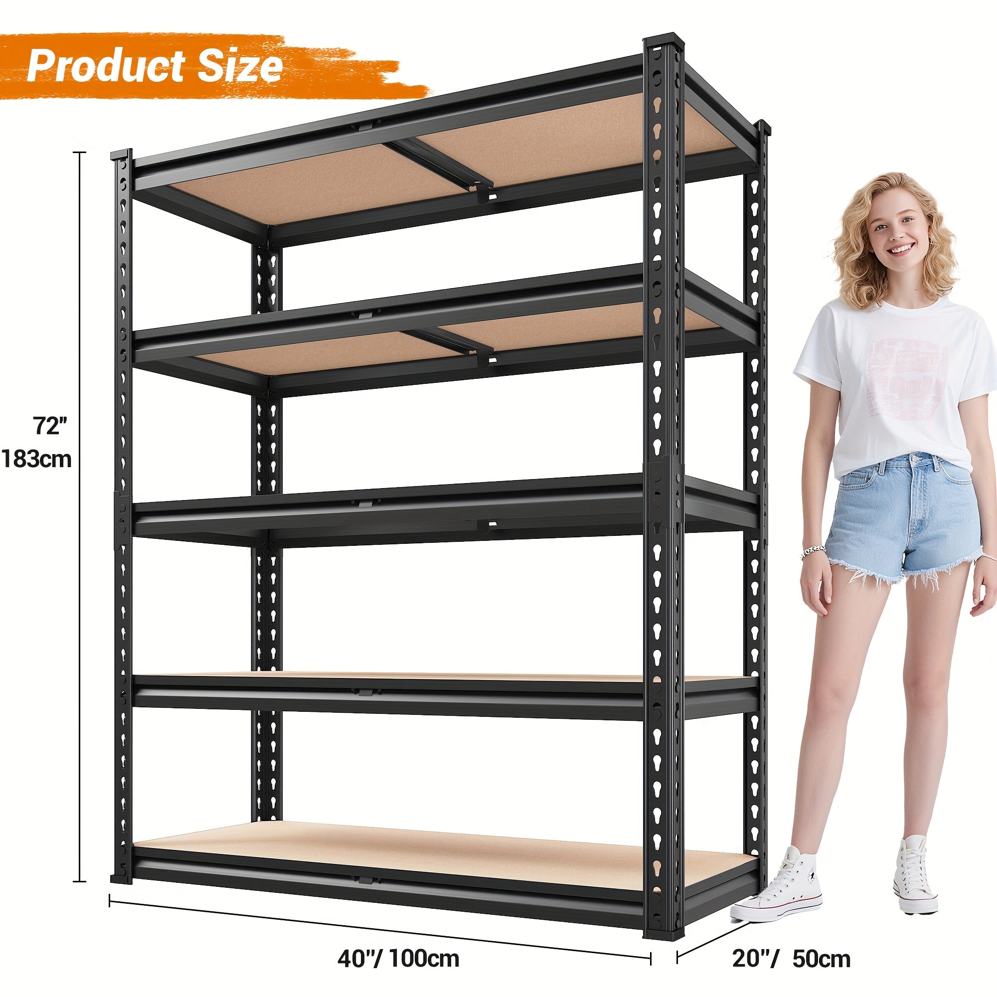 40''W Garage Shelving 2500LBS Storage Shelves Heavy Duty Shelving 72''H 5 Tier Metal Shelves for Garage Shelves Adjustable Shelving Units And Storage for Closet Pantry Shelf, 40"W X 72"H X 20"D. Storage and Organization