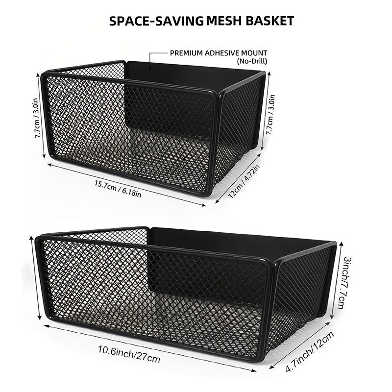 3-Pack Magnetic Storage Organizer 2 Small And 1 Large, Strong Magnet No Drill Wall Mount Basket, Metal Mesh Fridge Storage Rack, Kitchen Spice Organizer, Multi-Use Holder for Refrigerator Washing Machine Coffee Machine Home Wall Storage
