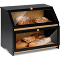 Premium Countertop Bread Storage Box – fresh-bread countertop organization, Double Layer Large Bread Box for Kitchen Counter Wooden Large Capacity Bread Storage Bin, designed for American homes, daily convenience and practical gifting