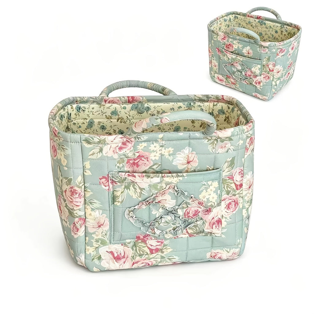 Modern Adjustable Home Storage Rack – durable multi-purpose storage, Large Floral Series Storage Basket Vintage Quilted Floral Portable Large-Capacity Home Storage Basket Suitable, designed for American homes, daily convenience and practical gifting