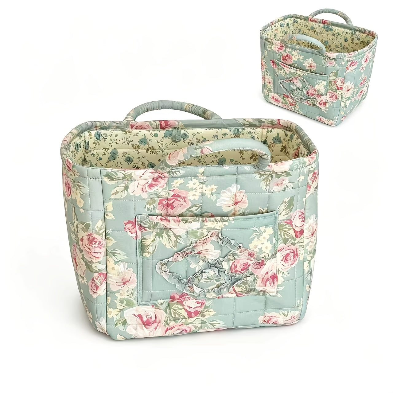 Modern Adjustable Home Storage Rack – durable multi-purpose storage, Large Floral Series Storage Basket Vintage Quilted Floral Portable Large-Capacity Home Storage Basket Suitable, designed for American homes, daily convenience and practical gifting