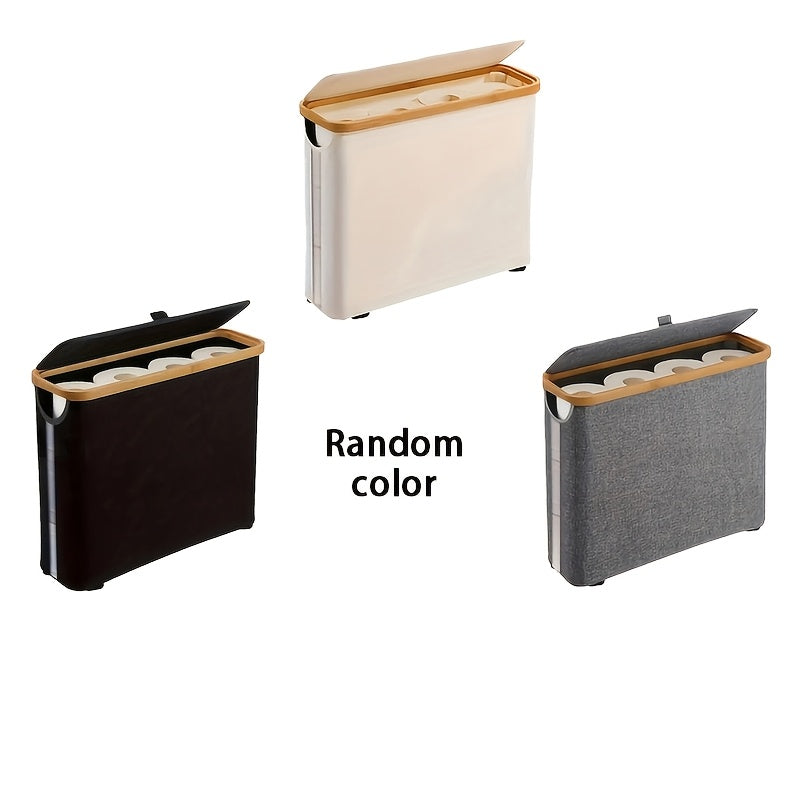 Smart Stackable Home Storage Bins – portable space-saving storage, Bamboo Toilet Paper Holder - Modern Bathroom Storage Cabinet Container Andkerchief Storage Box Laundry, designed for American homes, daily convenience and practical gifting