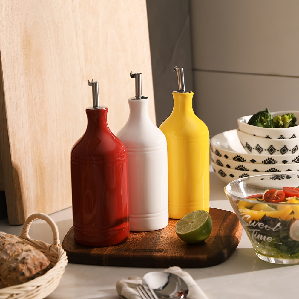 Sweejar Ceramic Olive Oil Dispenser Bottle, Opaque Oil Cruet Protects Oil to Reduce Oxidation, Suitable for Storage Oil, Vinegar, Coffee Syrups & Other Liquids, Pack of 1, 15.5 Fl Oz