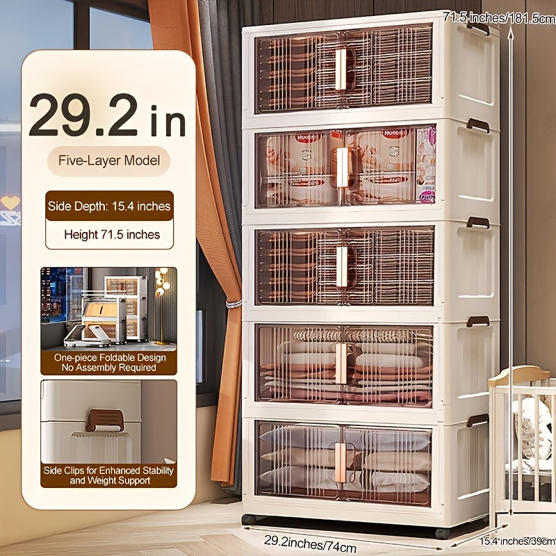 Storage Bins – 29 2In Folding Storage Cabinet 3 4 5-Tier Extra Large Plastic Storage Bins with