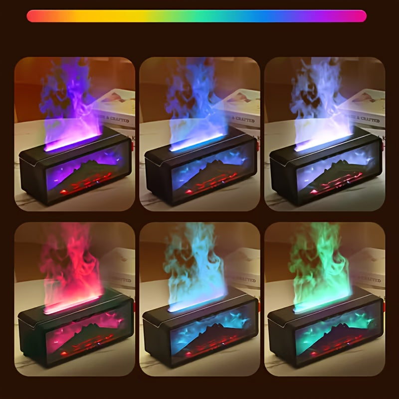 Ambient Home Decor – 3D Realistic Flame Electric Fireplace, Dual-function Aroma Diffuser And Humidifier, Silent Operation, Realistic Fireplace Effect with Flickering Flames, Suitable for Liv