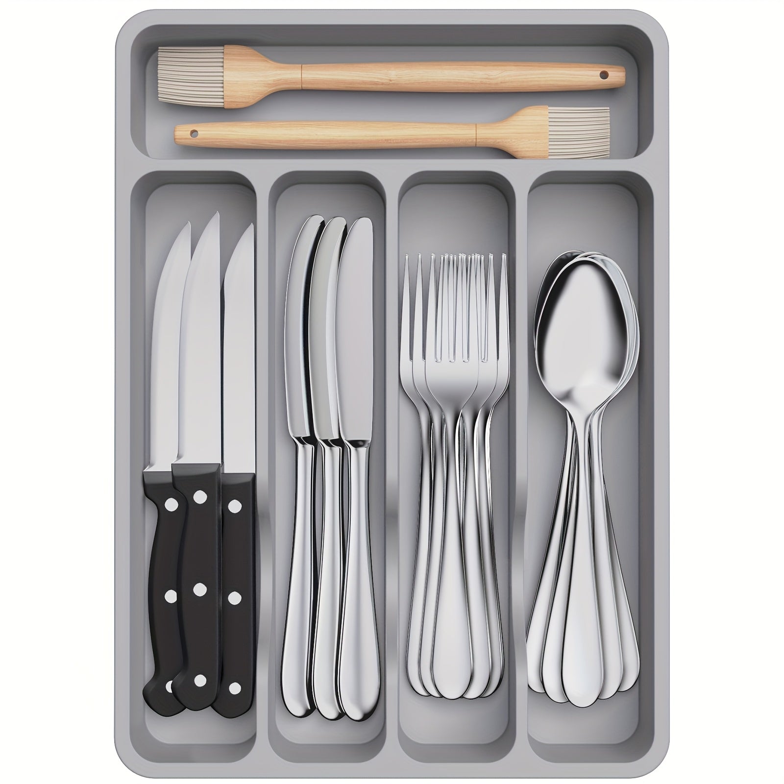 Modern Stackable Storage Drawer – smooth-access cabinet organization, 5 6 7 Compartment Silverware Drawer Organizer Tray Plastic Cutlery Storage for Kitchen Drawer, designed for American homes, daily convenience and practical gifting