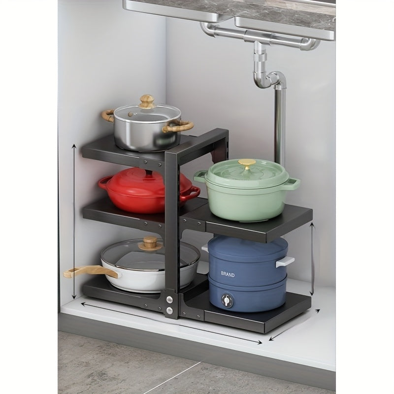 Storage Rack – 2/7-Tier Adjustable Kitchen Storage Rack, Multi-Layer Sink Organizer for Pots, Pan
