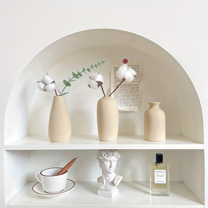 New Style, Rustic Ceramic Vase Small Flower Bud- Perfect Farmhouse Decor for Living Room, Shelves, Tables, Bookshelves, Mantels, and Entryways