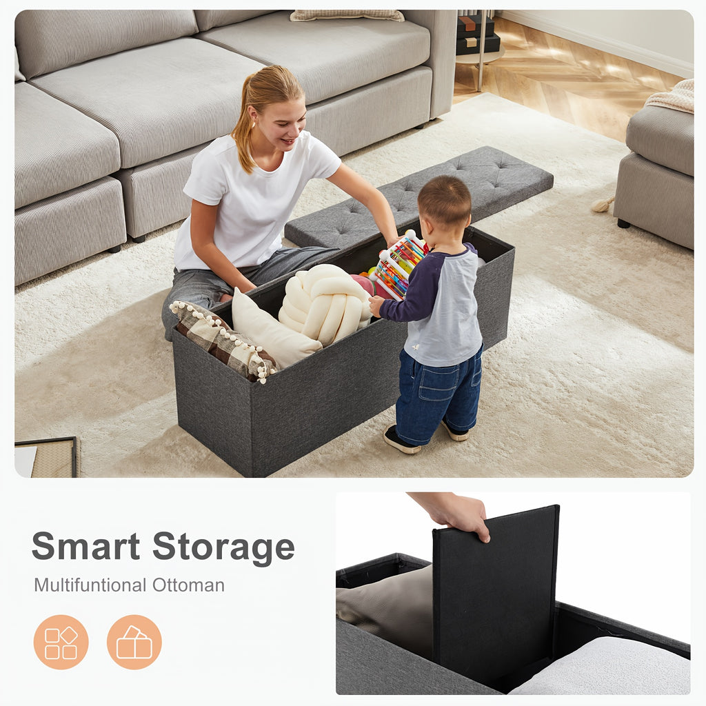 Versatile Home Storage Organizer – space-saving everyday organization, Folding Storage Ottoman Bench Foot Rest Stools End of Bed Storage Bench Large Storage, designed for American homes, daily convenience and practical gifting
