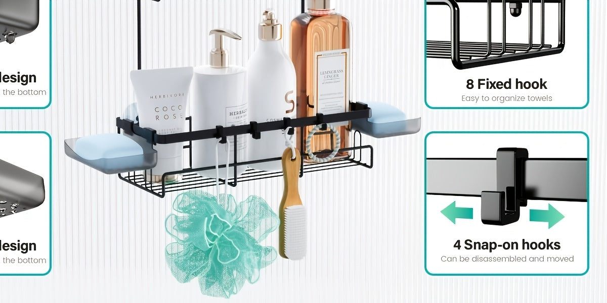 Smart Adjustable Home Storage Rack – durable multi-purpose storage, Over The Door Shower Caddy Hanging Black Rustproof Shower Organizer Over The Door -, designed for American homes, daily convenience and practical gifting