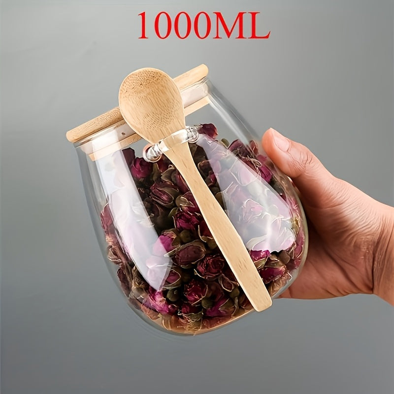 Premium 2pcs Airtight Storage Jar Set – clear reusable pantry storage, 2pcs Large Capacity Clear Glass Snack Storage Container with Scoop Lid Multi-Purpose Sealed Tea, designed for American homes, daily convenience and practical gifting