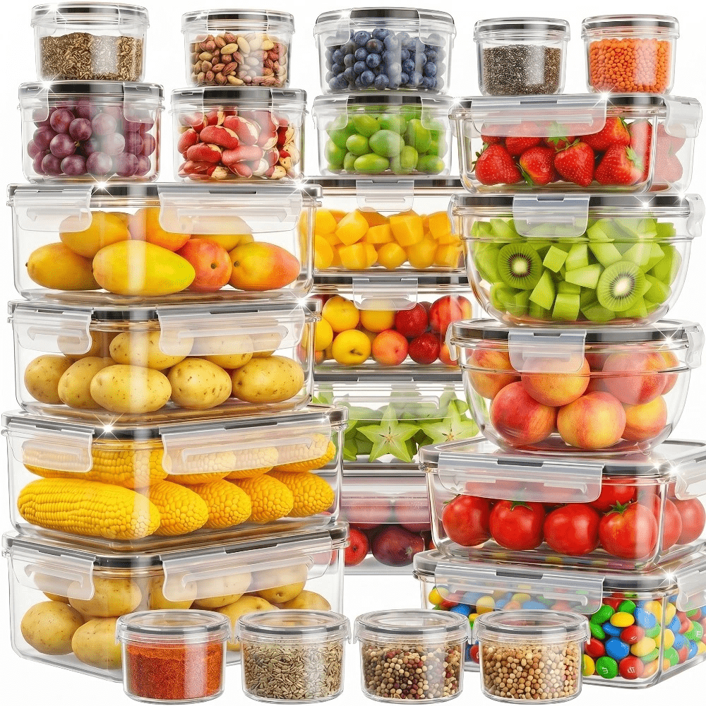 Food Storage Containers – 50/48/24/12 Pcs Airtight Food Storage Containers. Plastic Refrigerator Storage