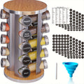 Spice Carousel Set Featuring 20 Spice Jars, Kitchen Spice Organizer for Countertop or Cupboard - Revolving Storage Tower Includes 386 Spice Labels