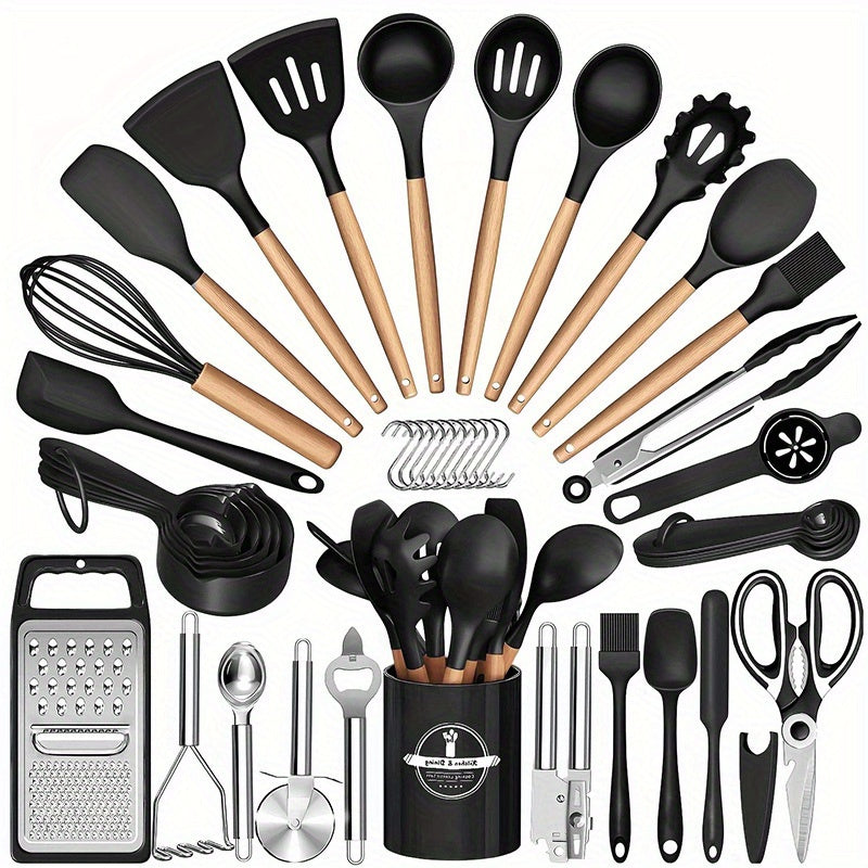 Modern 37/44pcs Kitchen Cookware Set – versatile meal preparation, 37 44pcs Complete Silicone Kitchen Cooking Utensil Set Ultra Cost-Effective All-In-One Kitchen Gadgets High, designed for American homes, daily convenience and practical gifting