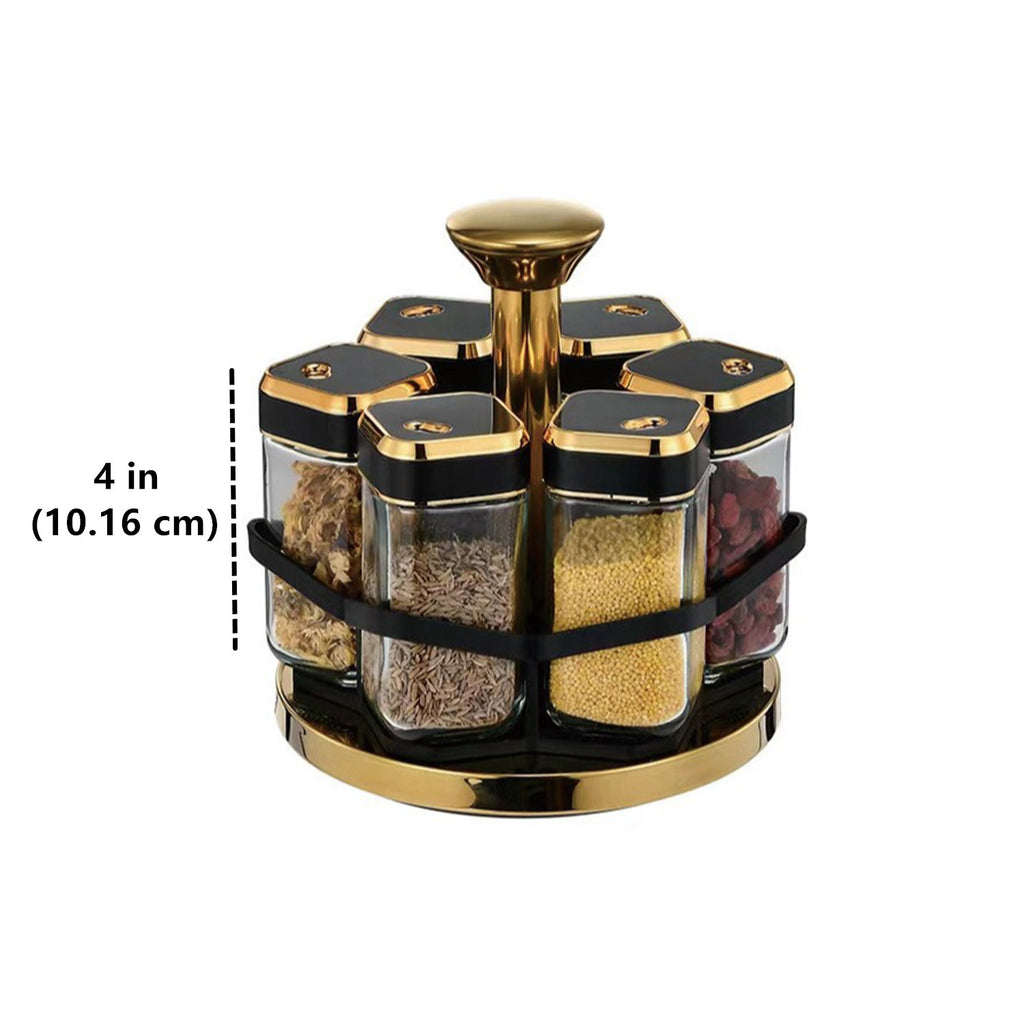Kitchen Essential – Spice Carousel 360° Rotating Lazy Susan Organizer - Multipurpose Spice Rack & Condiment Holder with 6 Salt & Pepper Jars, Revolving Durable Storage Tray for Kitchen Acces