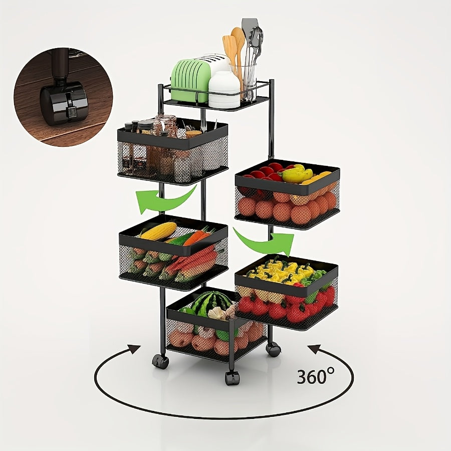 Compact 5 Tier Adjustable Home Storage Rack – durable multi-purpose storage, Rotating Kitchen Storage Shelf 5 Tier Metal Fruit Vegetable Storage Basket Multi-Layer Vegetable Rack, designed for American homes, daily convenience and practical gifting