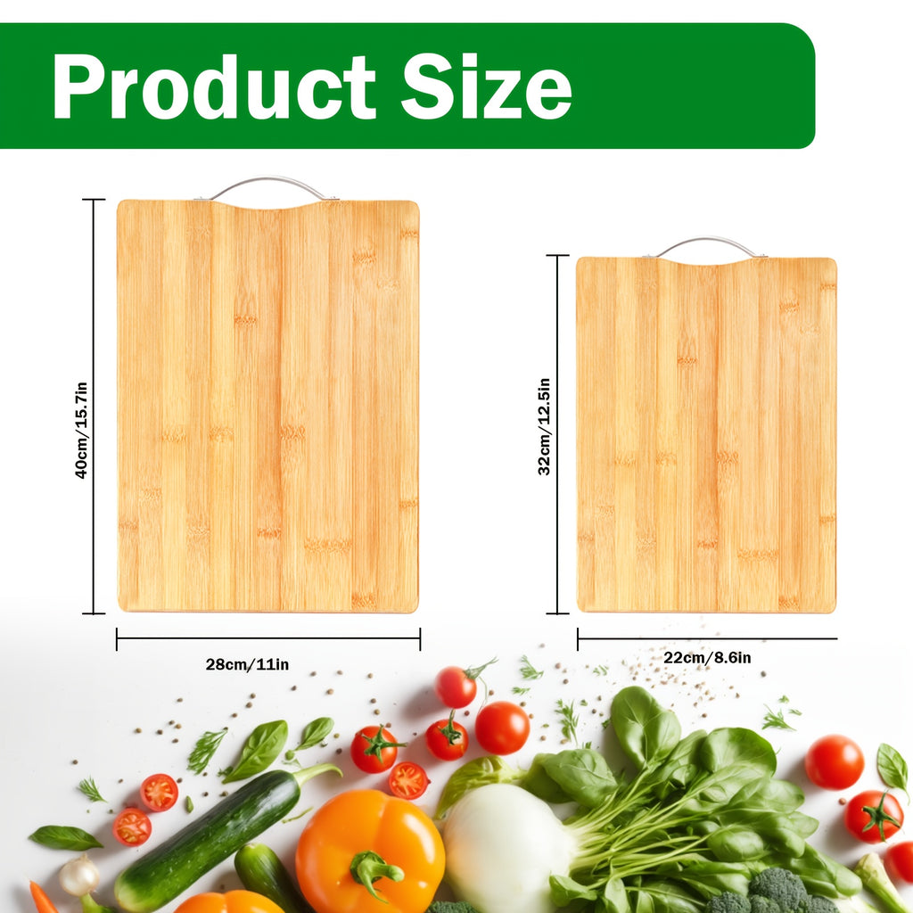 2-Pack Bamboo Cutting Boards Set 12.6X8.66inch And 15.75X11.02inch Dual Size Kitchen Chopping Boards for Food Prep