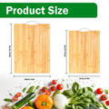 2-Pack Bamboo Cutting Boards Set 12.6X8.66inch And 15.75X11.02inch Dual Size Kitchen Chopping Boards for Food Prep