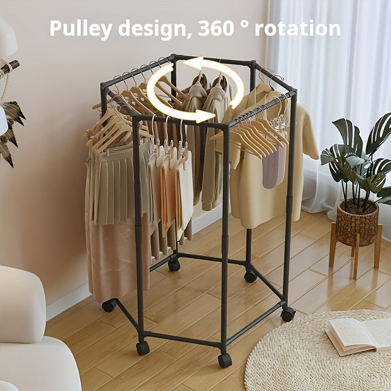 Versatile Adjustable Home Storage Rack – durable multi-purpose storage, Hexagonal Rotary Clothes Rack Self-Standing Vertical Clothing Hanging Rack Suitable for Laundry And Household, designed for American homes, daily convenience and practical giftin