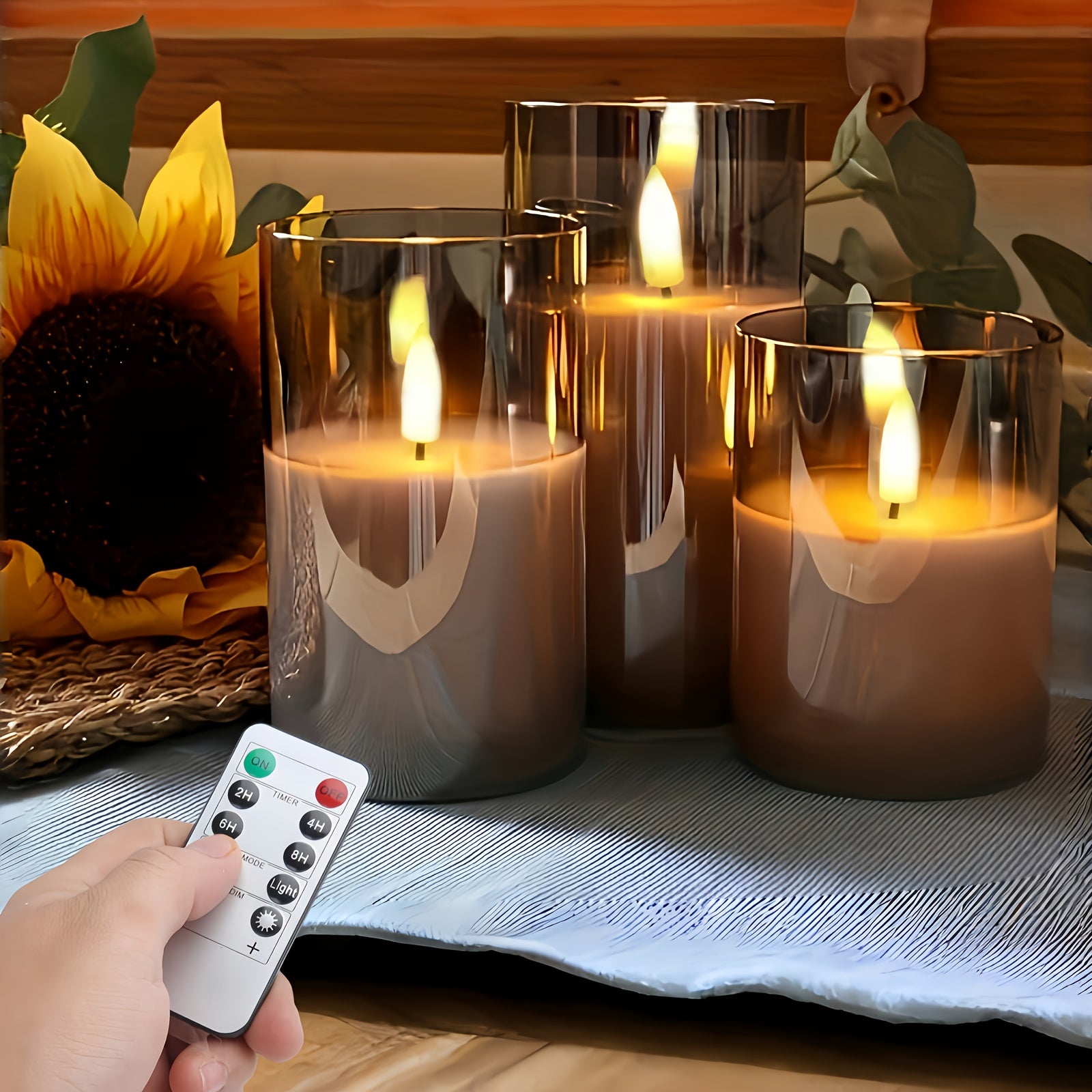 Heavy-Duty Decorative Home Lighting – warm functional room lighting, 8-mode Remote Control High-grade Grey Candle Battery Powered batteries Not Included Bedroom Decoration And, designed for American homes, daily convenience and practical gifting