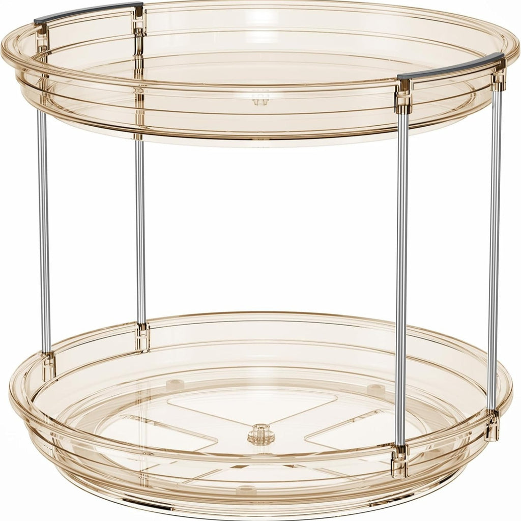 Kitchen Essential – A 2-Tier Rotating Multifunctional Countertop Turntable Designed for Storing Seasonings And Cosmetics, Featuring a 360-Degree Rotation And an Anti-Slip Base, Ideal for Use