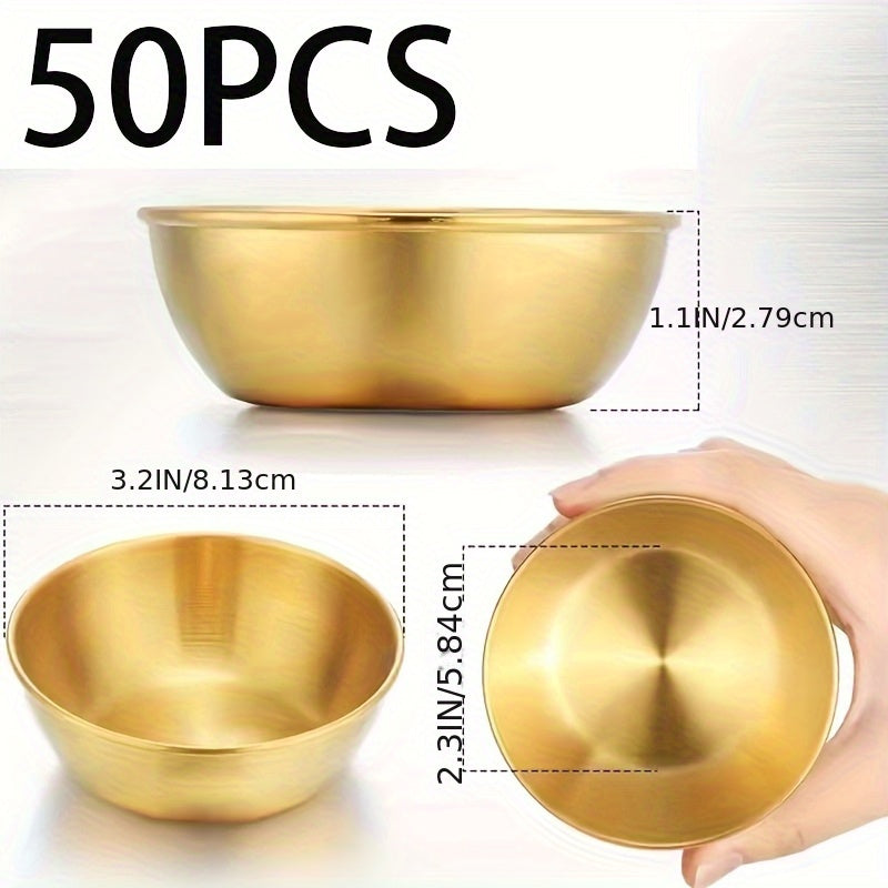 50 Stainless Steel Sauce Dishes, 3.2-inch Dipping Bowls, Mini Condiment Bowls, Small Dipping Bowls Suitable for Various Condiments such as Soy Sauce, Garlic, Ketchup, Chili Oil, Vinegar, and Other Condiments