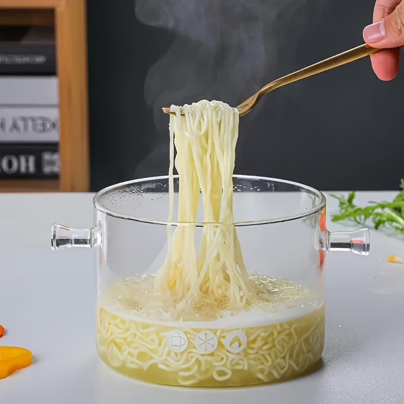1 Set Of 2L/68oz Glass Pot with Lid, Open Cookware, Clear Soup Pot with Lid, Kitchen Small Tools, Kitchen Accessories, Kitchen Supplies, Suitable for Use In Restaurants