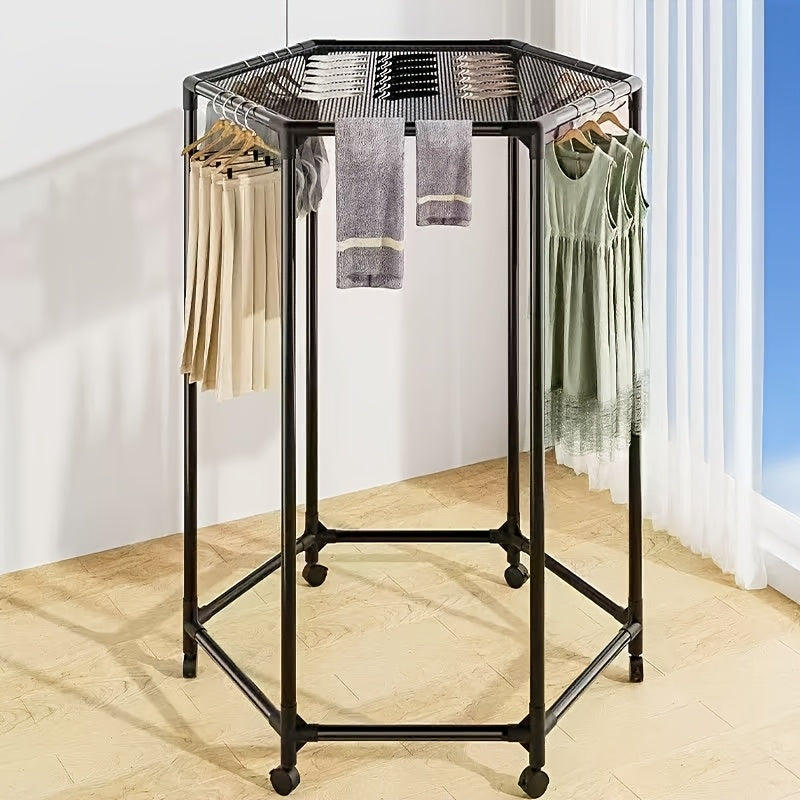 Versatile Adjustable Home Storage Rack – durable multi-purpose storage, Hexagonal Rotary Clothes Rack Self-Standing Vertical Clothing Hanging Rack Suitable for Laundry And Household, designed for American homes, daily convenience and practical giftin