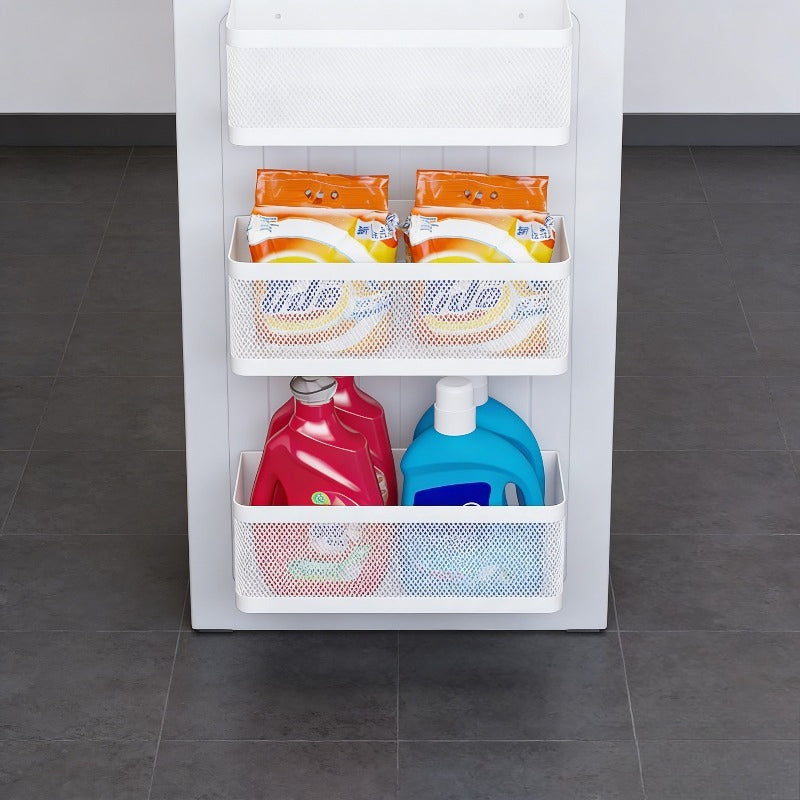 Versatile Adjustable Home Storage Rack – durable multi-purpose storage, High-Quality White Magnetic Washing Machine Metal Storage Basket Large Or Extra-Large Size Magnetic Laundry, designed for American homes, daily convenience and practical gifting