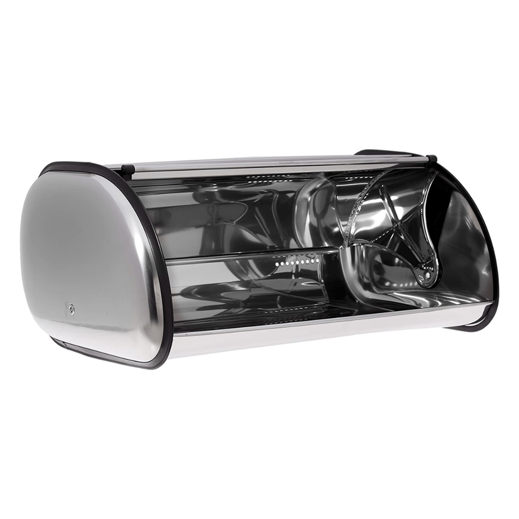 Stylish Large Capacity Stainless Steel Bread Box - 16.5"x10"x7" Bin - Sleek Brushed Stainless Steel Design, Swing Down Door, Cool Dark Interior, Keeps Baked Goods Fresh - Complements Any Kitchen Dcor